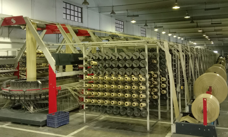 PP bags in the manufacturing process at the Hattar Plant, showcasing FCCL’s efficient packaging operations