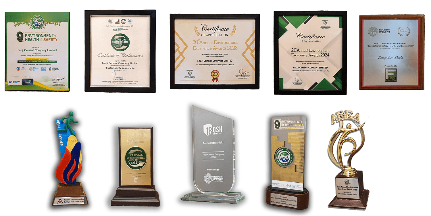 FCCL proudly showcasing industry awards for best cement production and sustainable practices